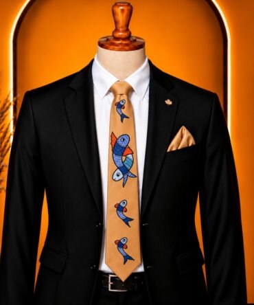 Gond Hand Painted Golden Tie-1