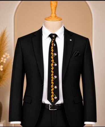 Kerala Mural Art Hand Painted Black Tie