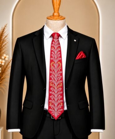 Pattachitra Hand Painted Red Tie