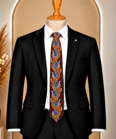 Pattachitra Hand Painted Dark Brown Tie