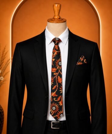 Black Kantha Embroidered Tie
